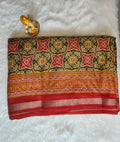 Traditional Cotton Silk Patola Saree in Red & Green