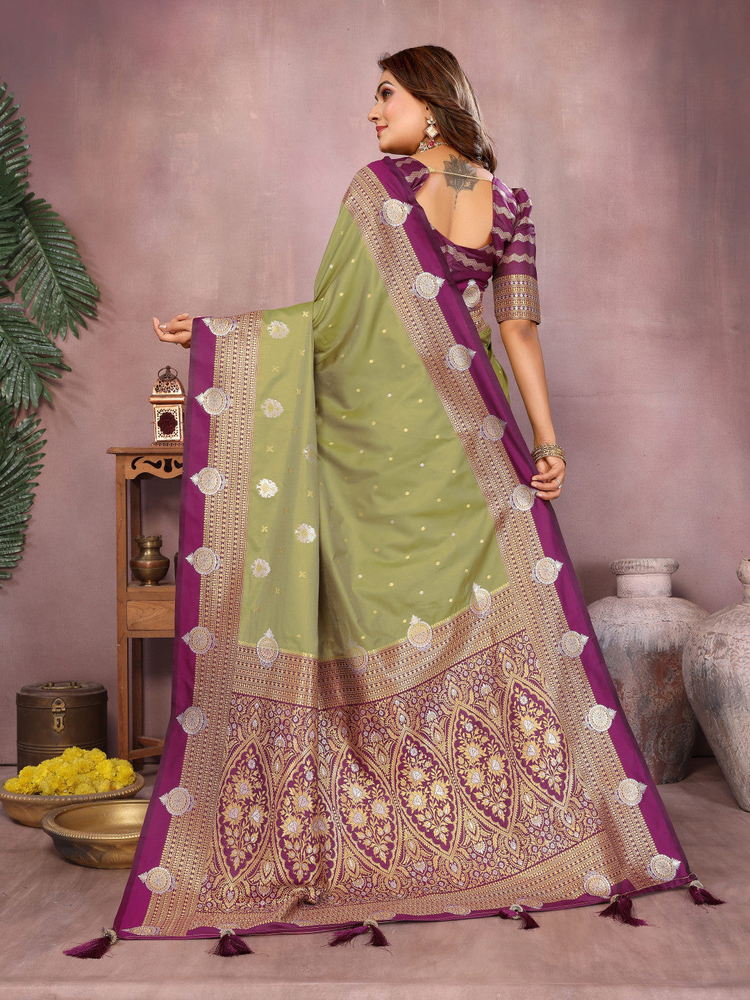 Traditional banarasi silk saree with zari weaving work