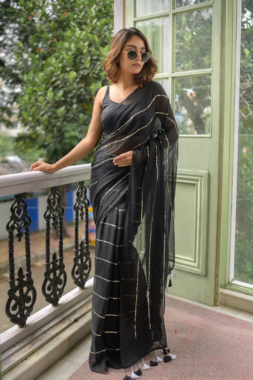 Pure mul cotton saree with embroidery work