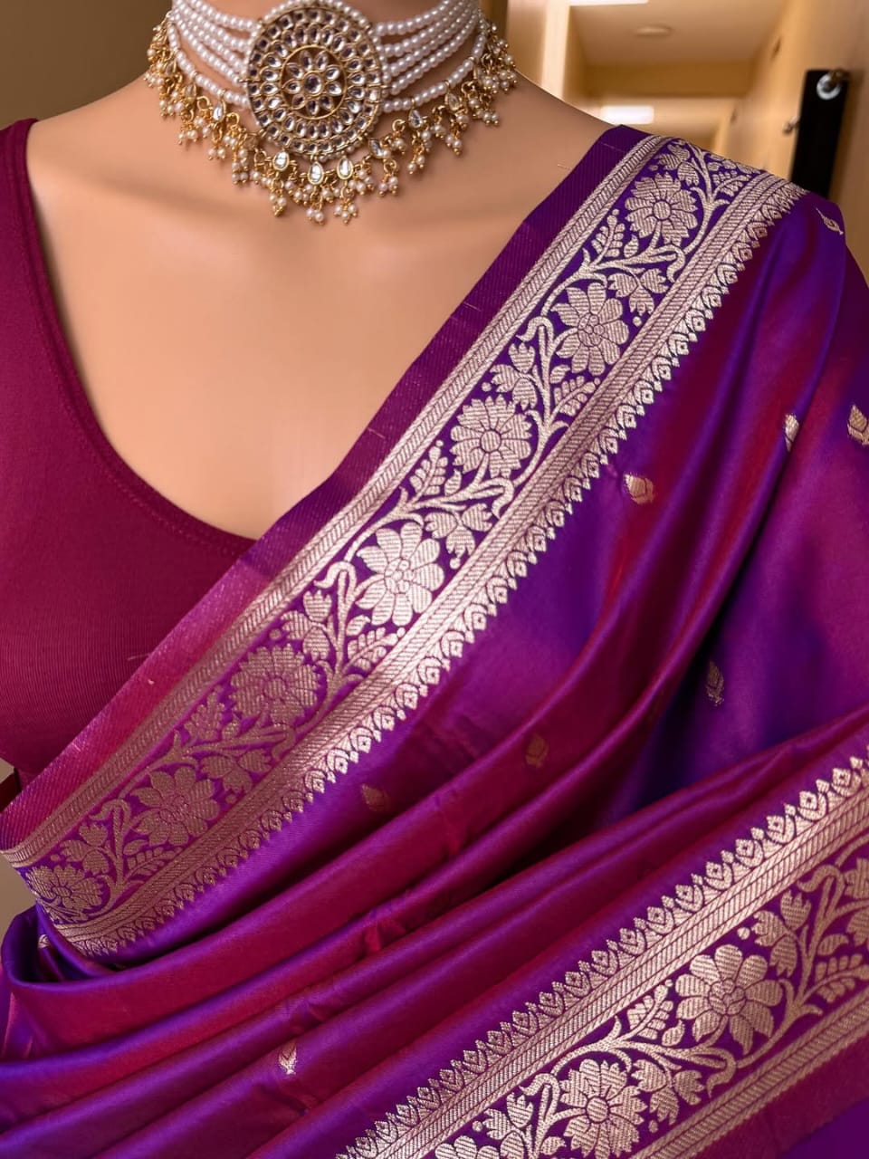 Premium soft banarasi silk saree with zari weaving work