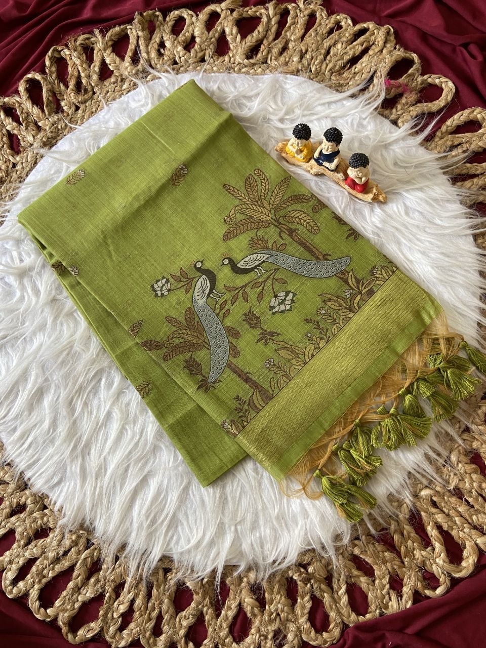 Soft muga cotton saree