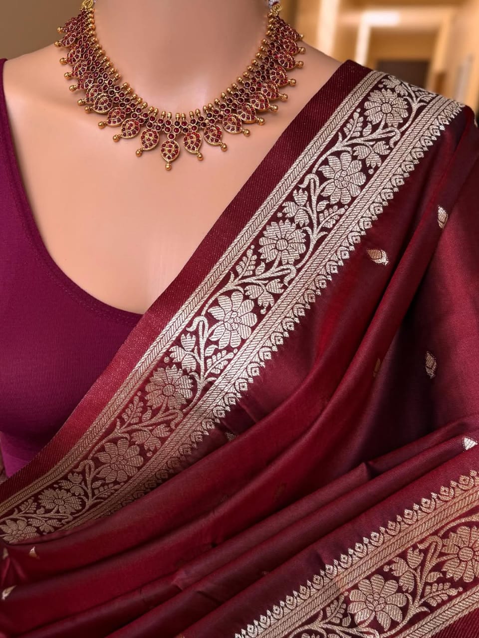 Premium soft banarasi silk saree with zari weaving work