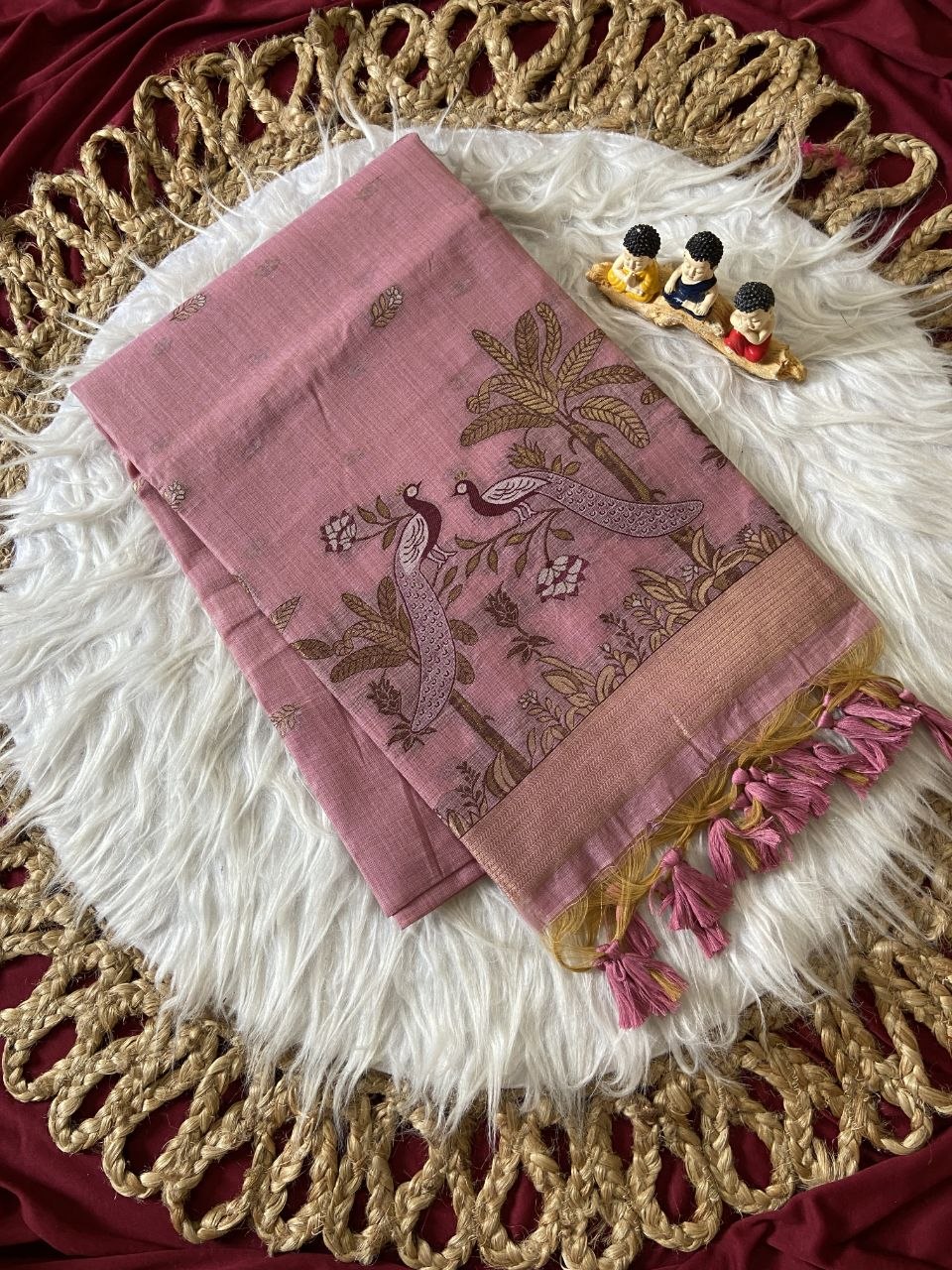 Soft muga cotton saree