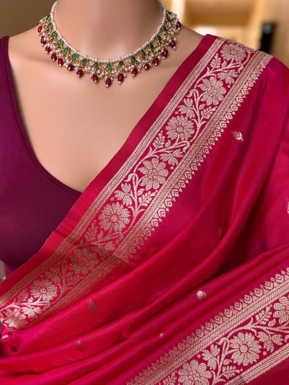 Premium soft banarasi silk saree with zari weaving work