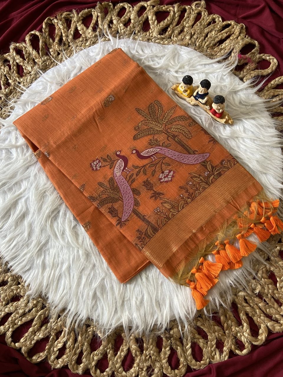 Soft muga cotton saree