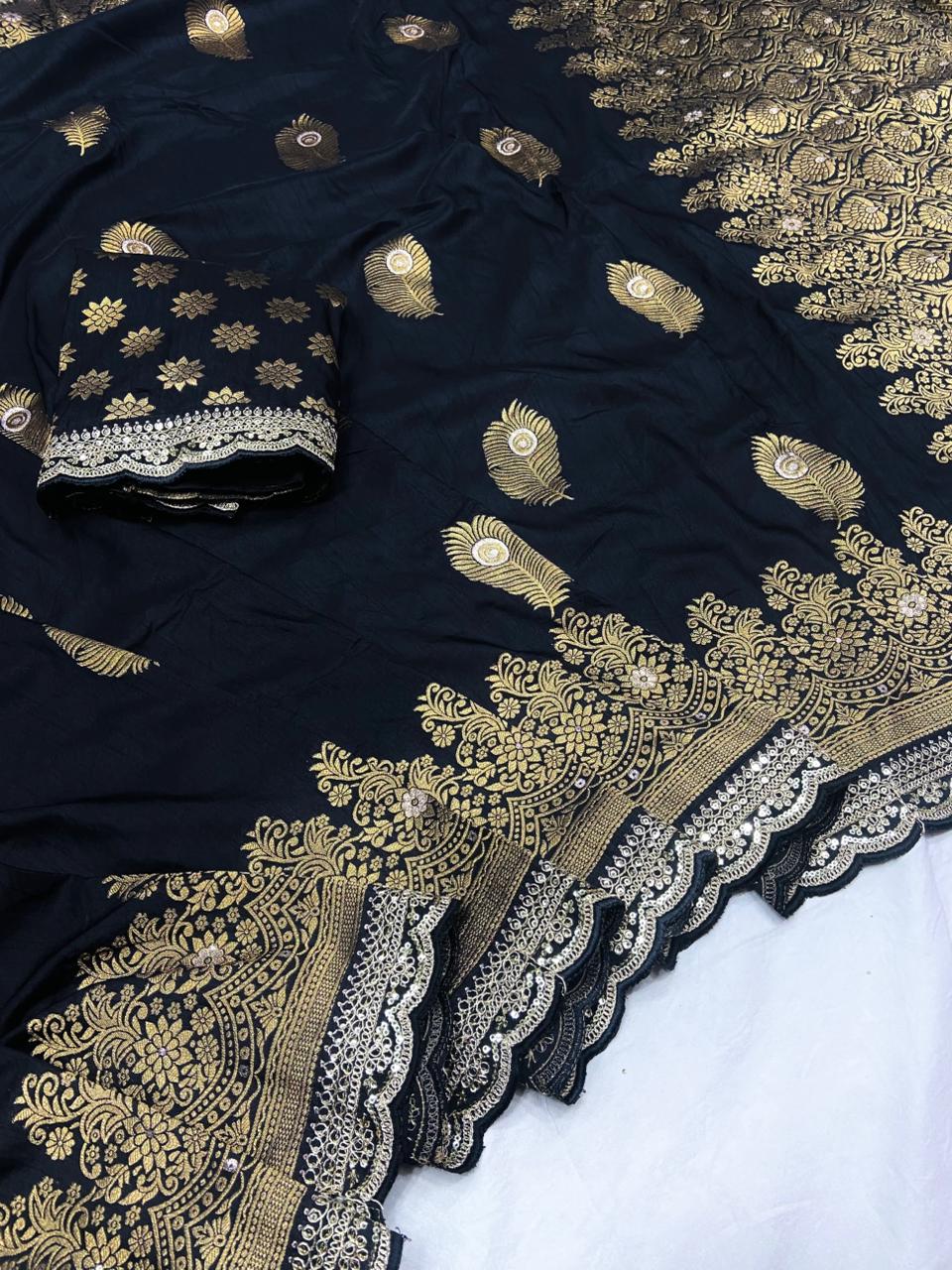 Khaddi georgette silk saree with coding sequence less border