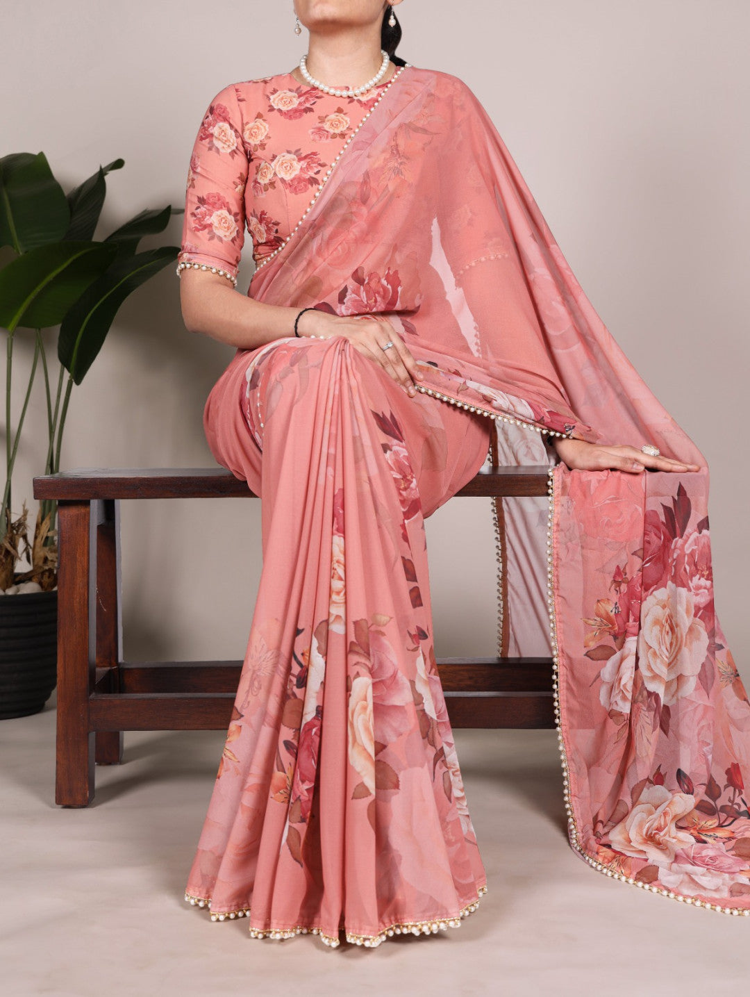 Georgette fancy saree with digital printed work
