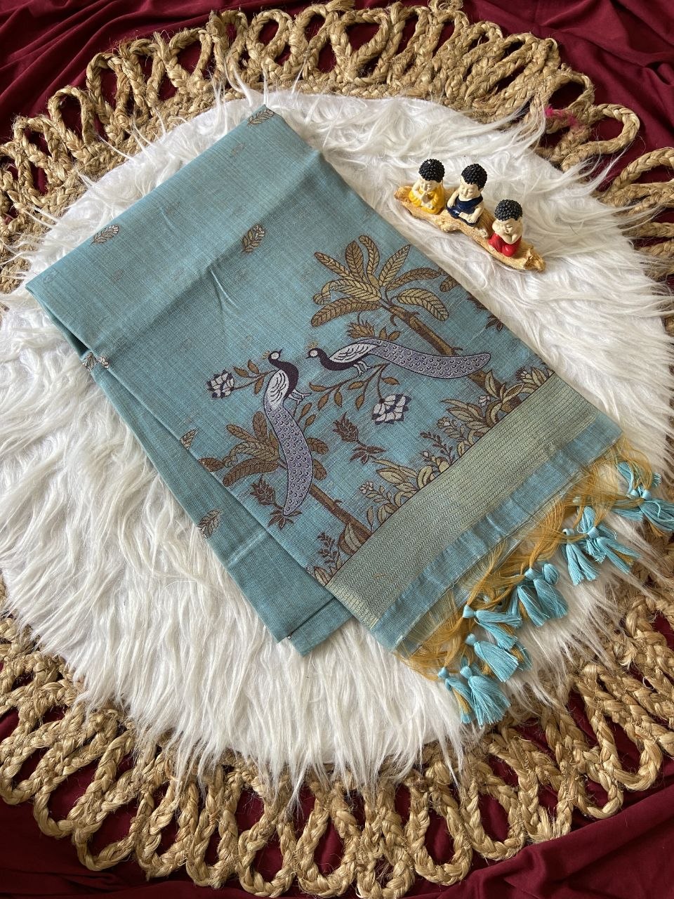 Soft muga cotton saree