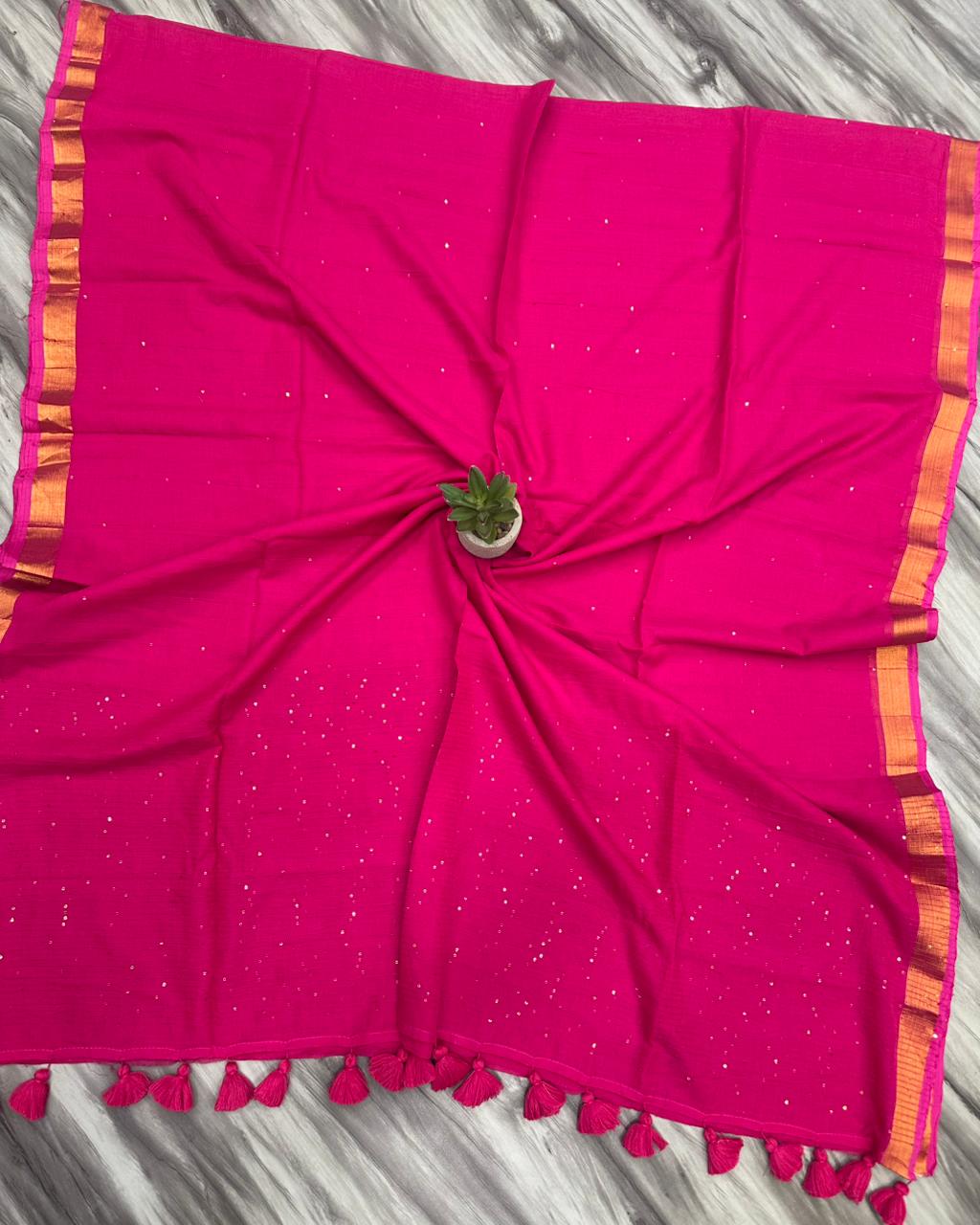 Pure mul cotton saree with primium quality sequence work